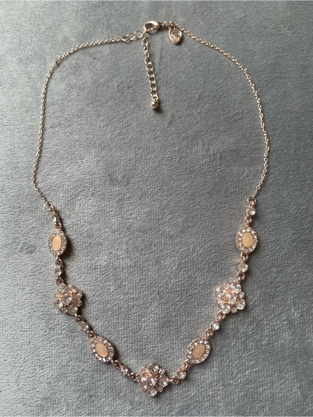 Charming Charlie Rose Gold Floral Crystal Necklace